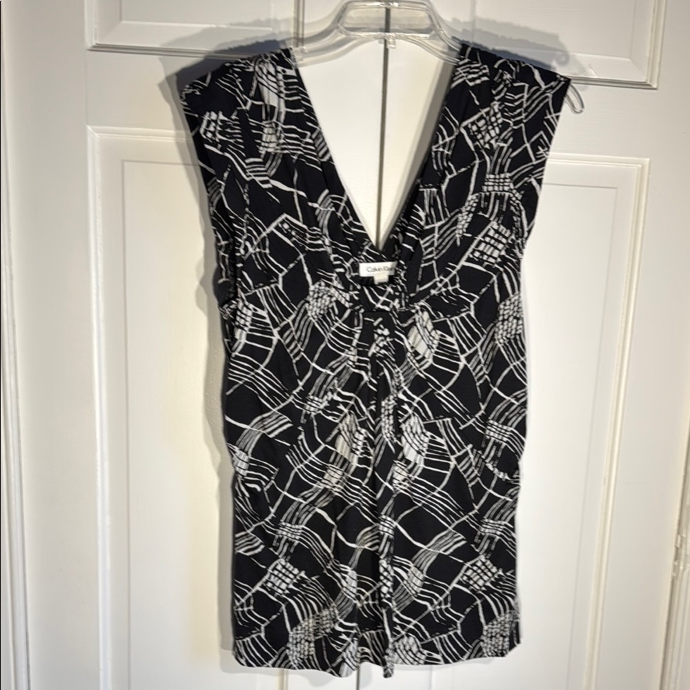 Calvin Klein Black and White Patterned Top